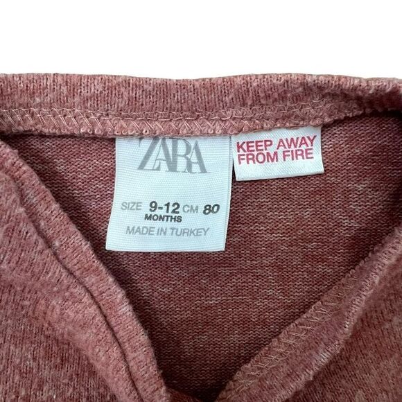 Zara Kids Girls Knit Ruffle Long Sleeve Pullover Top Size 9-12 Months Mauve Pink - Picture 5 of 6